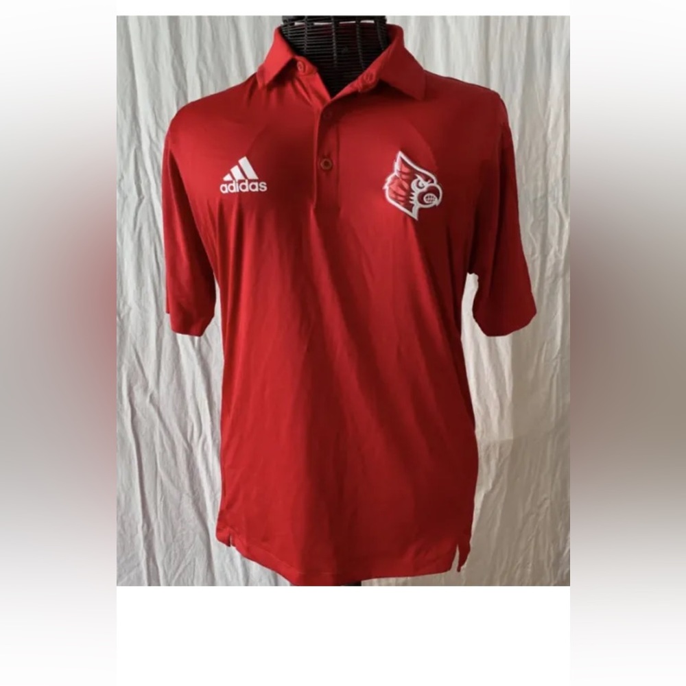 Adidas University of Louisville Logoed Mens M Red Polo Aeroready Tech